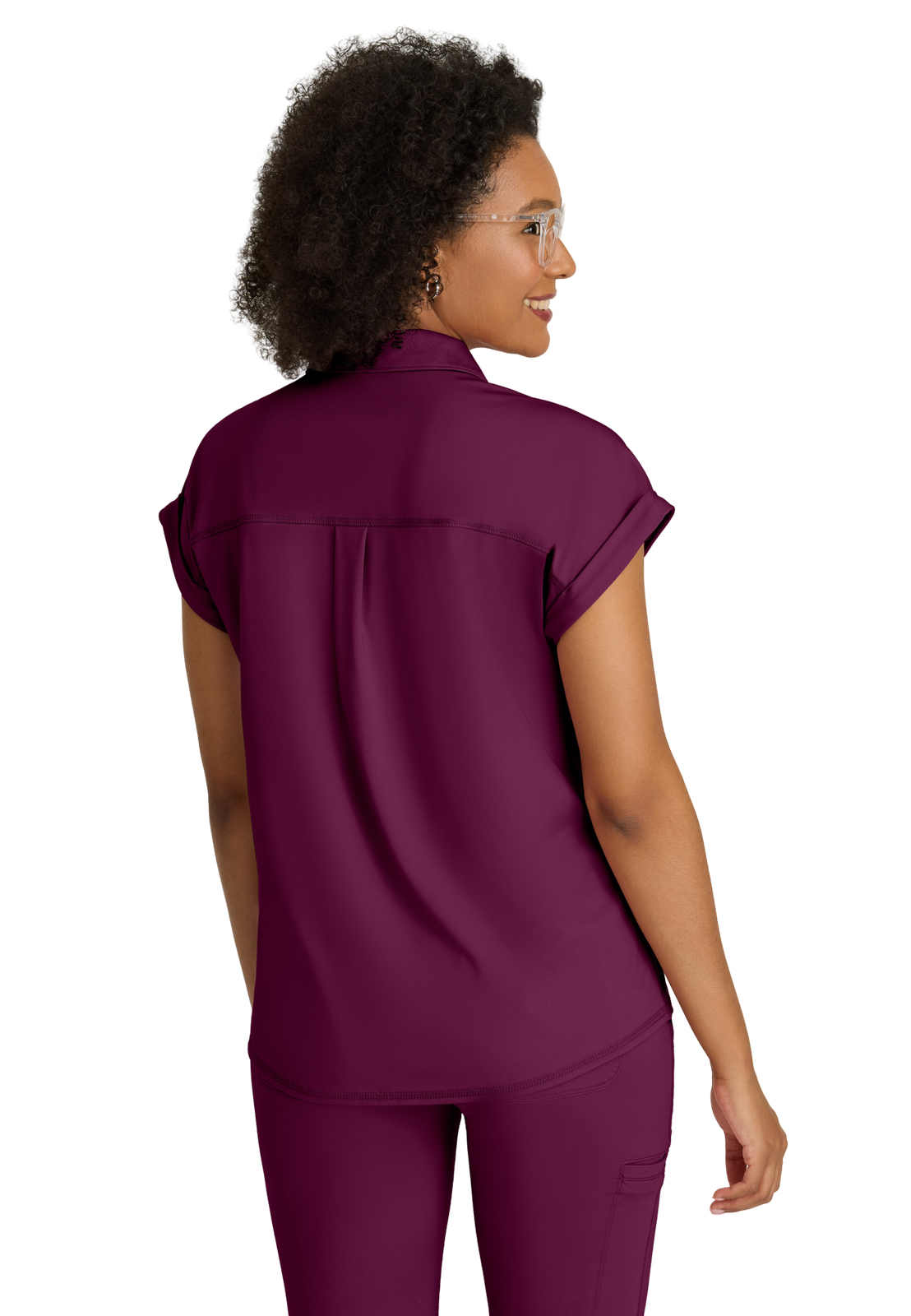 Grey's Anatomy Knit Stretch - Women's One-Pocket Snap Placket Renew Scrub Top 2