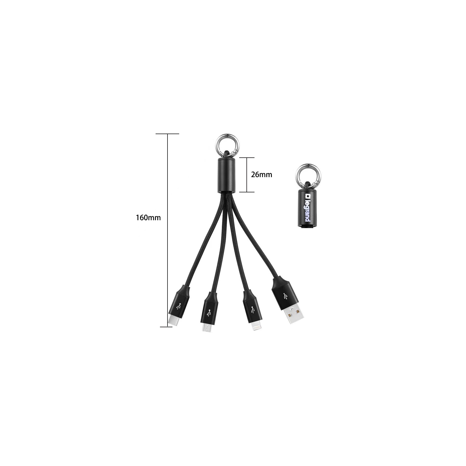 3 in 1 (2 - Pack) USB Cable with Keychain 2