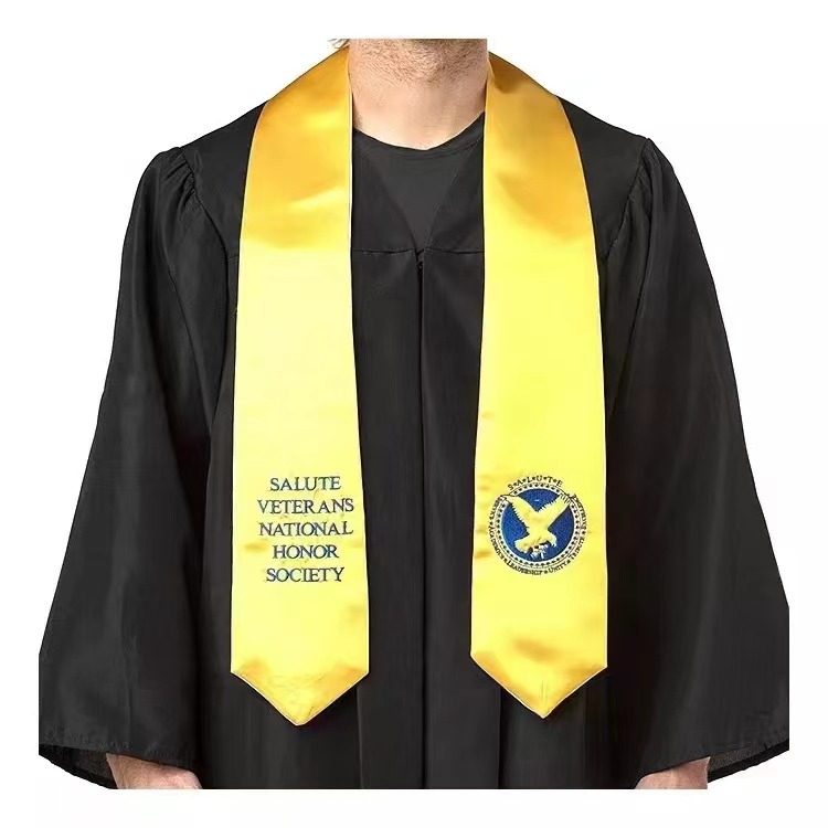 Honorary Graduation Stole Sewn Trim - Embroidery 60" 1