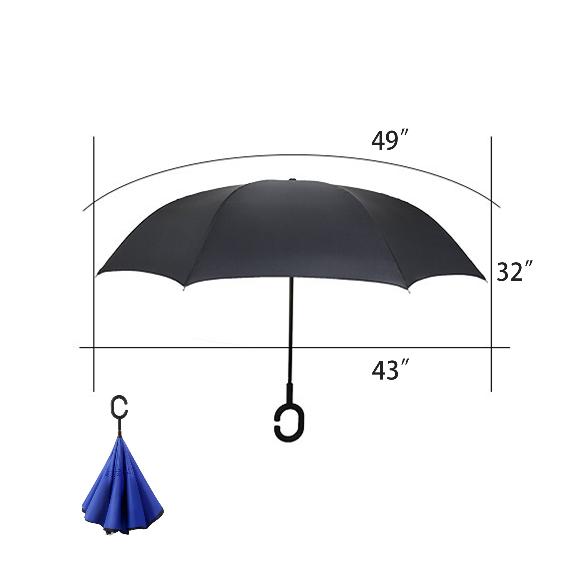 Windproof Inverted Reverse Upside Down Umbrella 3