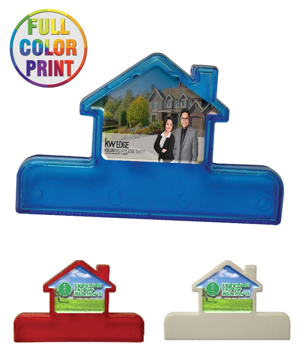 "House Shaped" Bag Clip w/ Full Color Print 1
