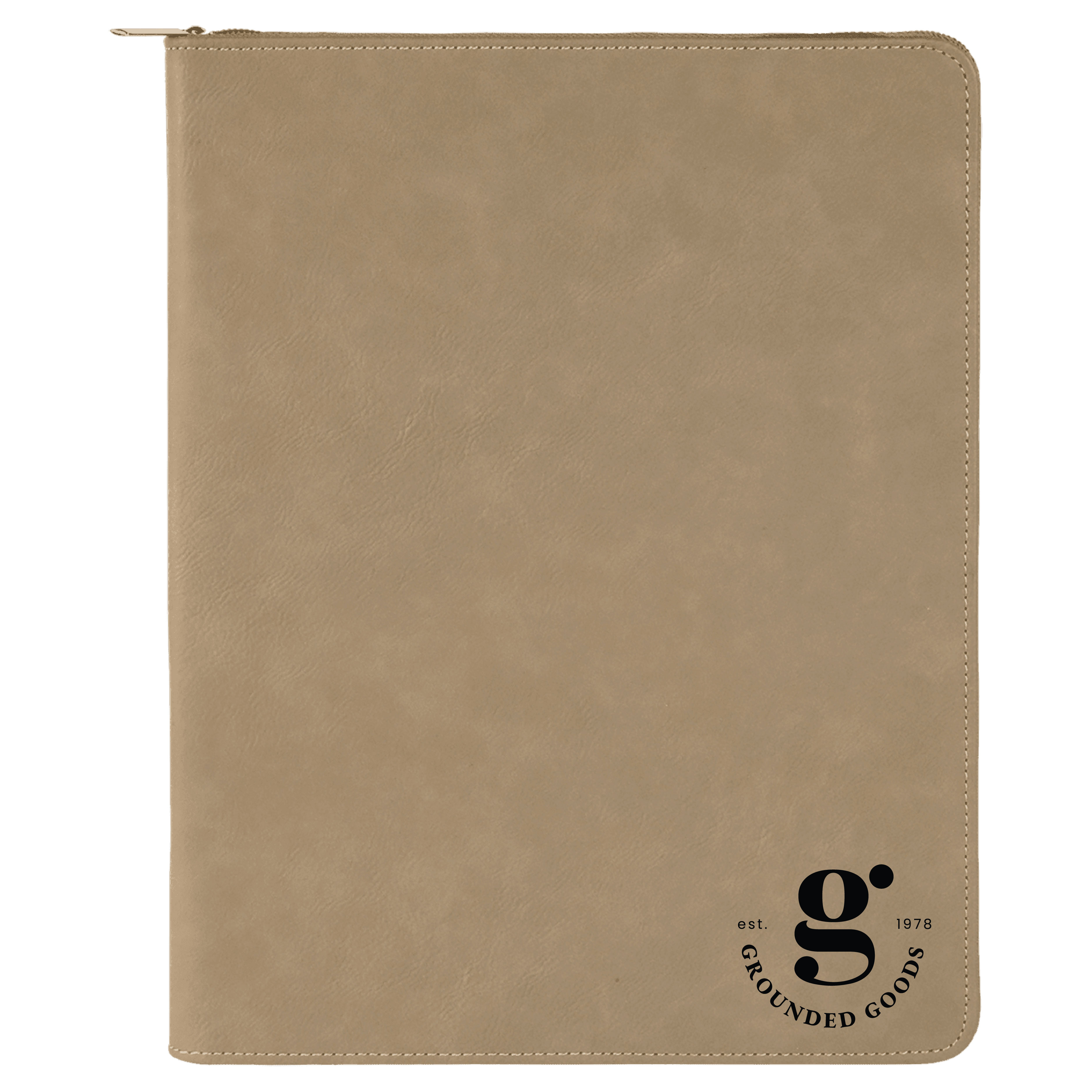 9" x 12" Leatherette Light Brown Portfolio with Zipper 4