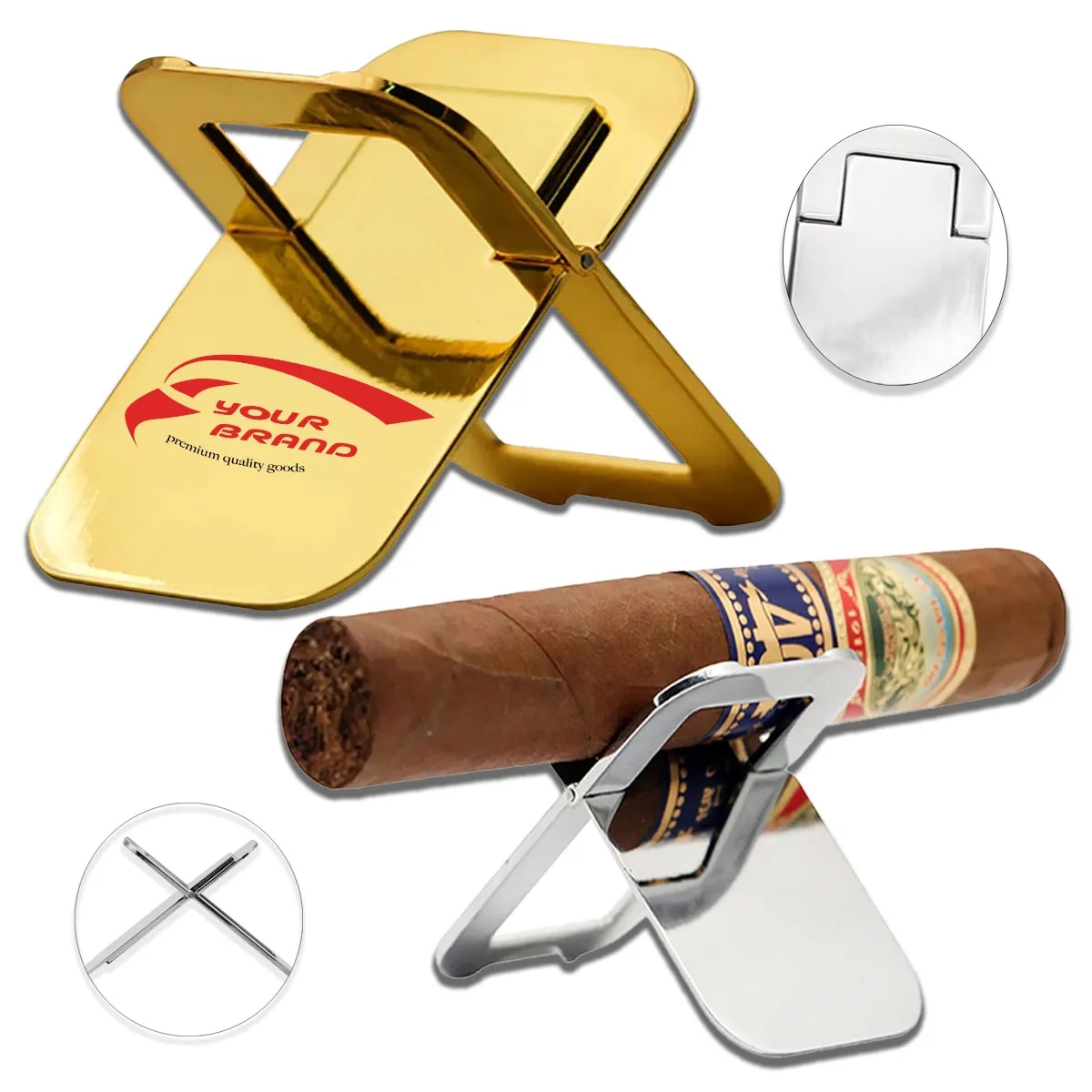 5 Pcs Aluminum Folding Cigar Cigarette Ashtray Holder 3