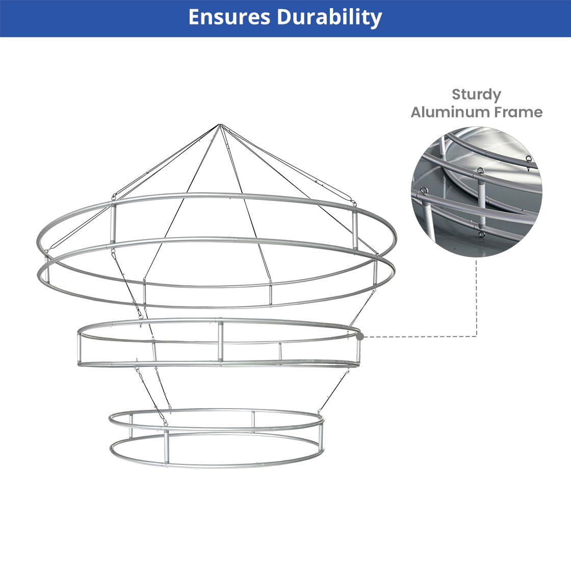 Skytube Tiered Circle Hanging Banners (8' x 4') Double Sided - Graphic & Hardware Combo 1