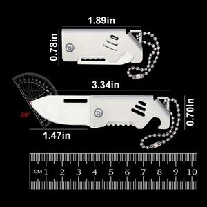 Compact Folding Metal Knife With Carabiner 7