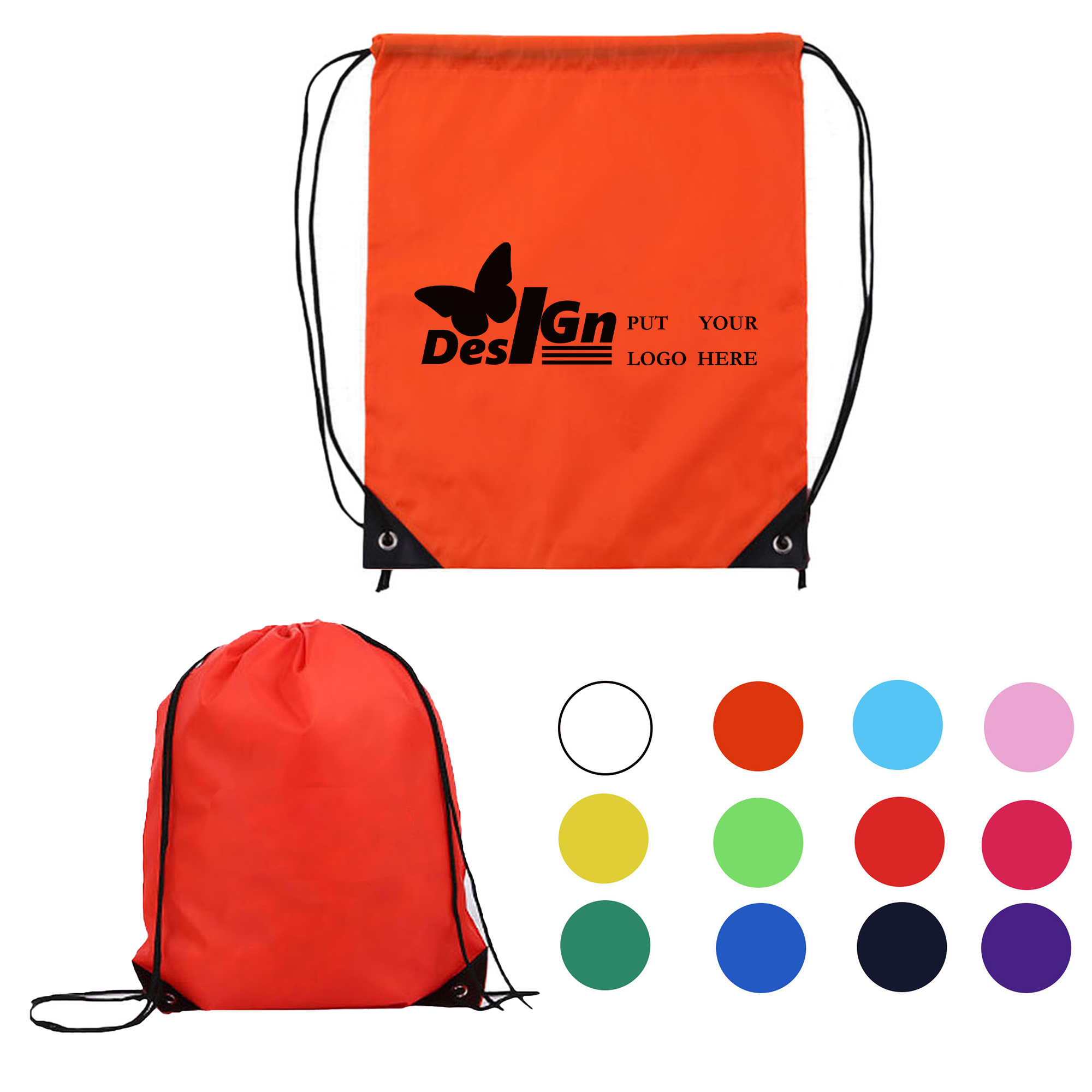 17"L x 13"W Sports Polyester Drawstiring Backpack 2