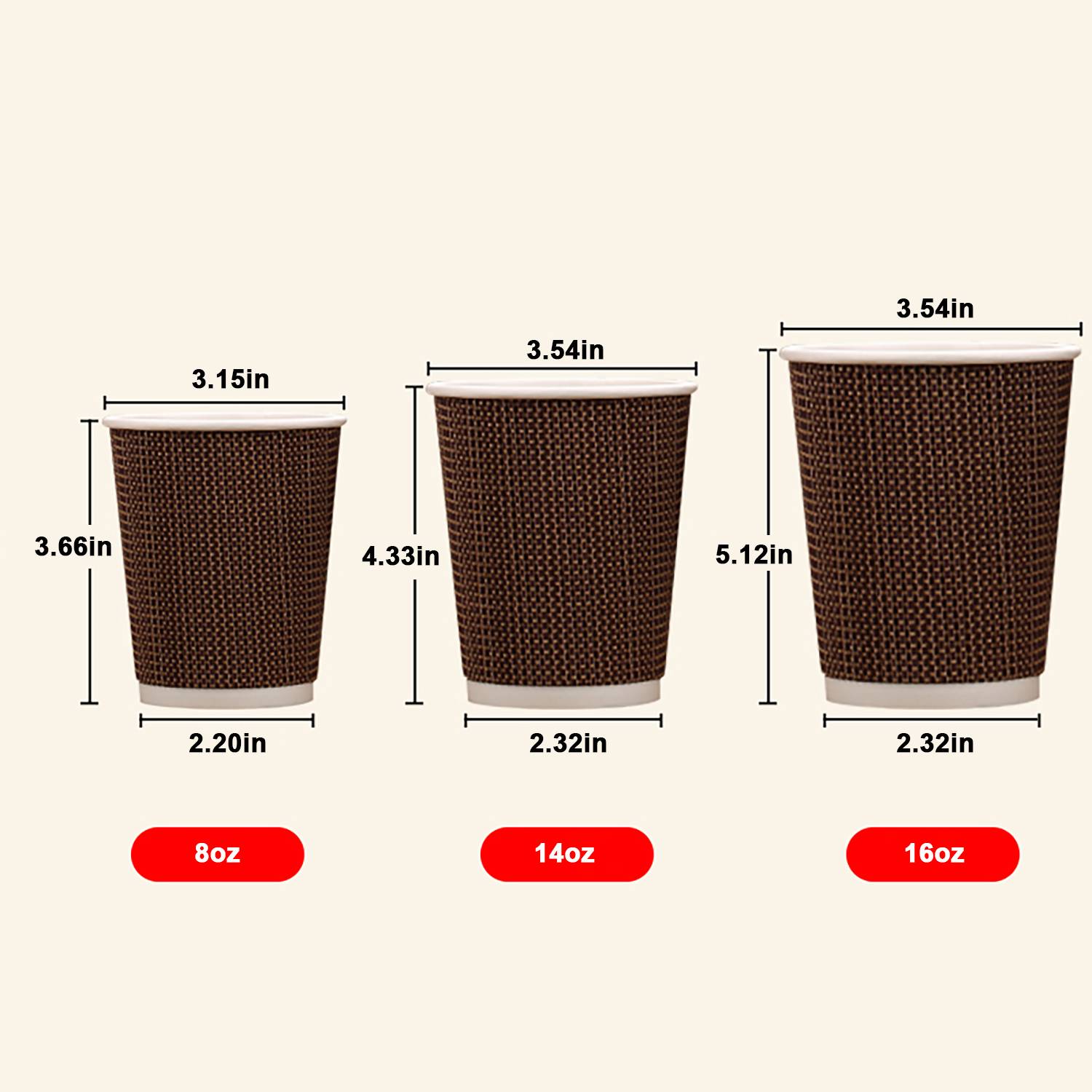 16oz/14oz/8oz heat-insulated disposable paper coffee cup 5