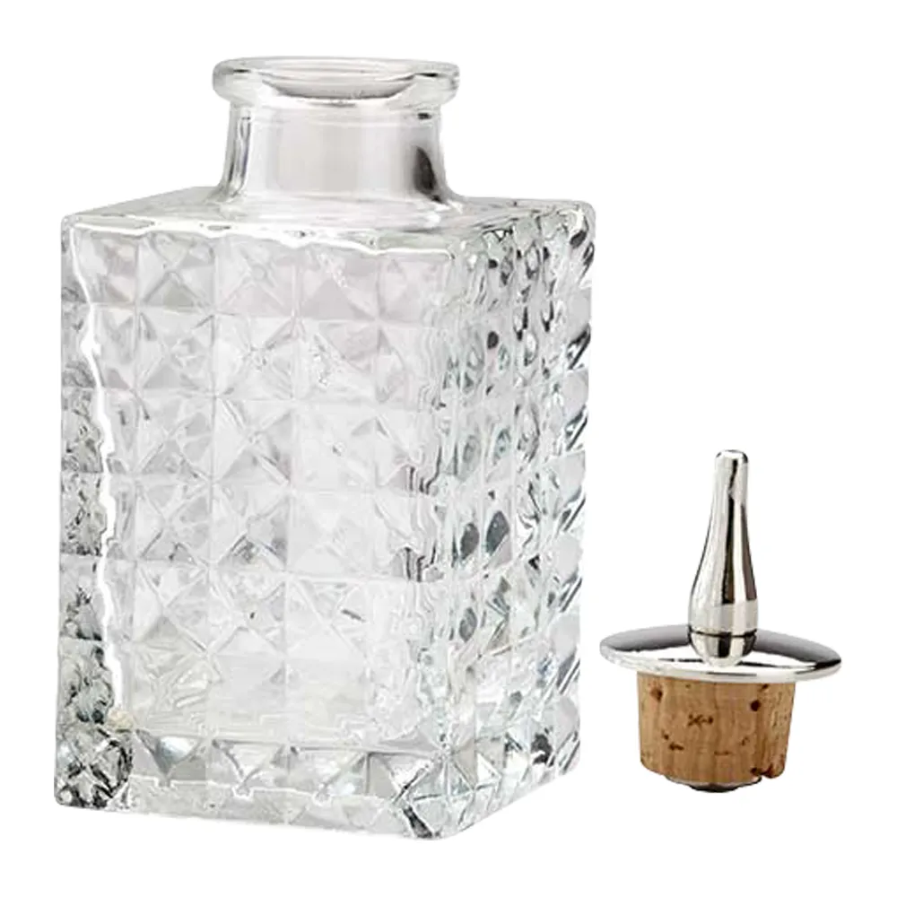 3oz. Glass Bitters Bottle Square Retro Design 6