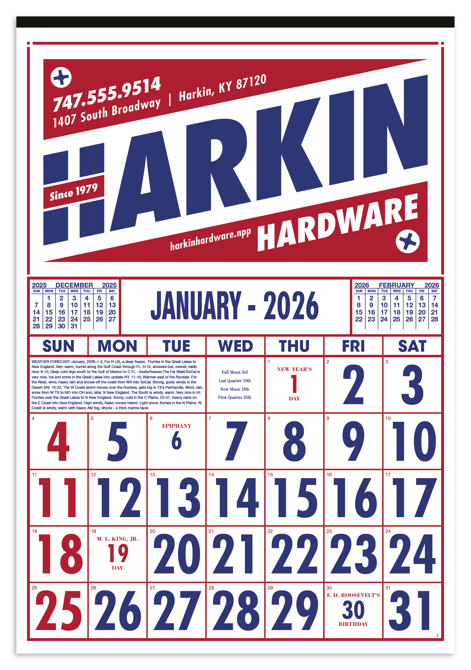 Skinner & Kennedy® Commercial 12-Sheet Calendar 15