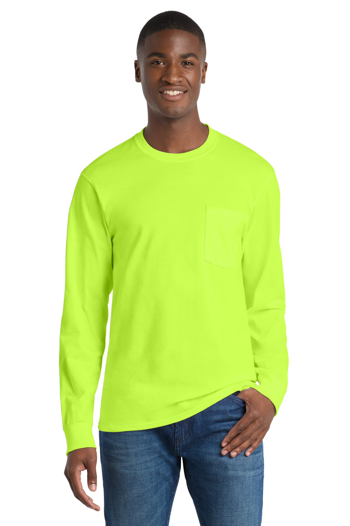 Port & Co Long Sleeve Essential Pocket Tee. PC61LSP 36
