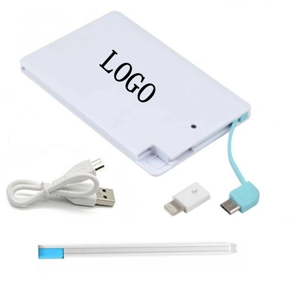 2500mah Credit Card Power Bank with Built In Cable 7