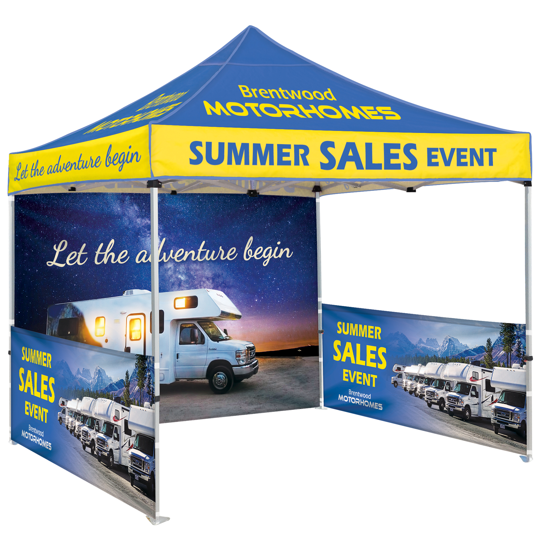 10' Heavy Duty Tent With One Full Double Sided Wall and Two Double Sided Half Walls 23