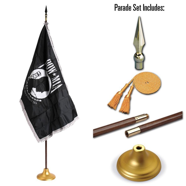 POW MIA Military Flag Indoor and Parade Set - 3' x 5' Flag 1