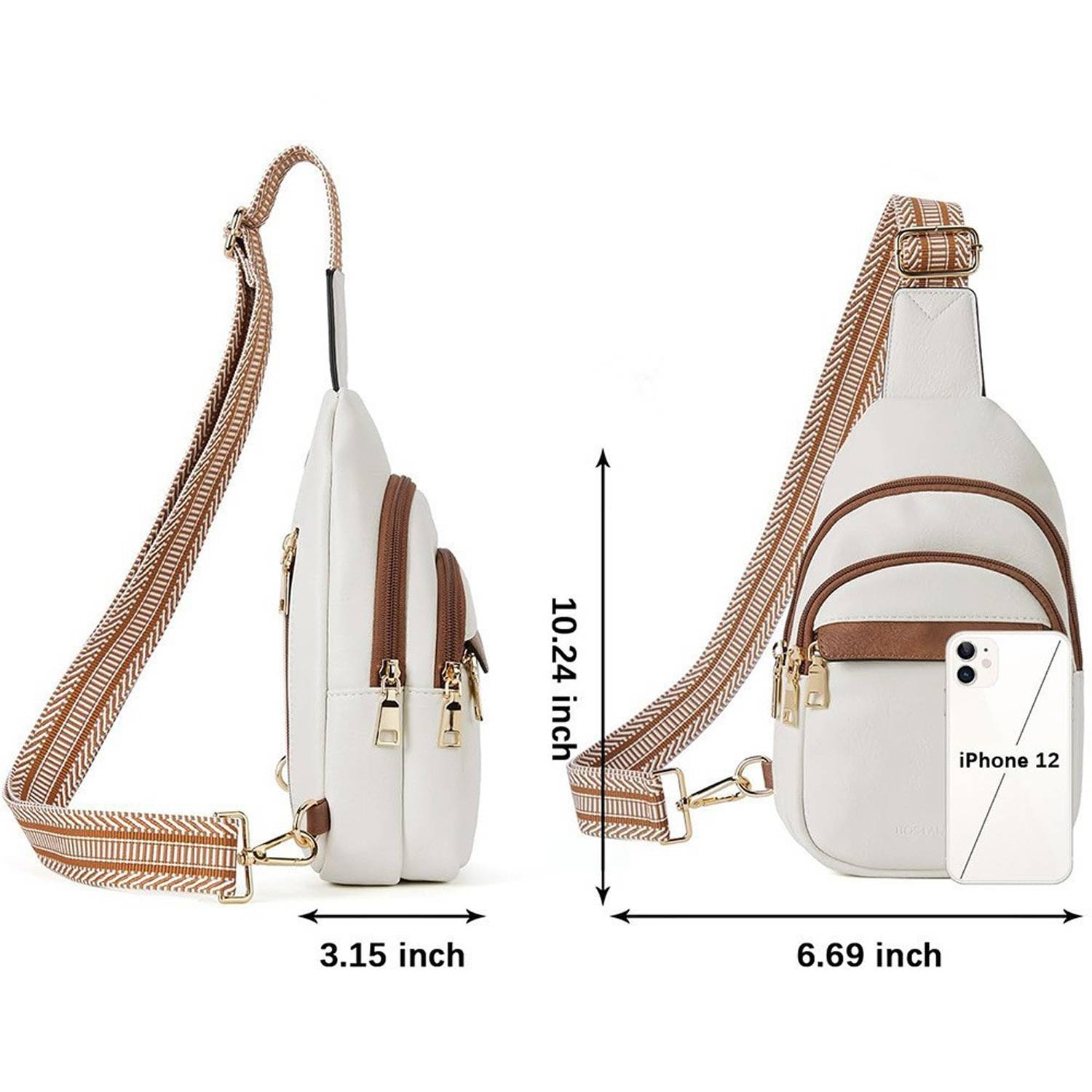 Adjustable Strap PU Leather Crossbody Chest Bag daily 6