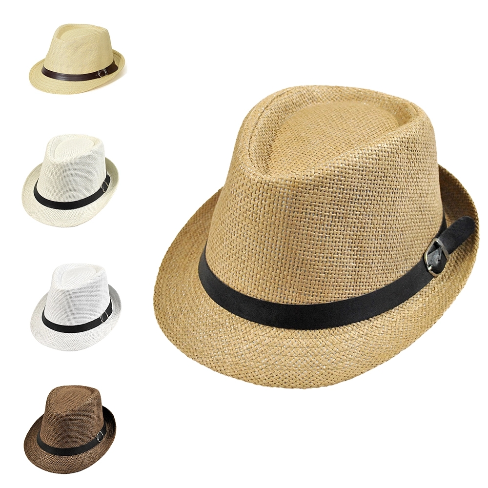 Summer Short Brim Straw Fedora Sun Hat 2