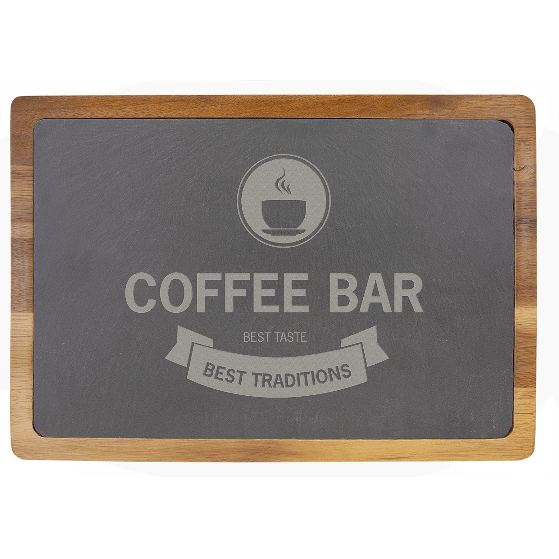 13" x 9" Acacia Wood/Slate Cutting Board 1