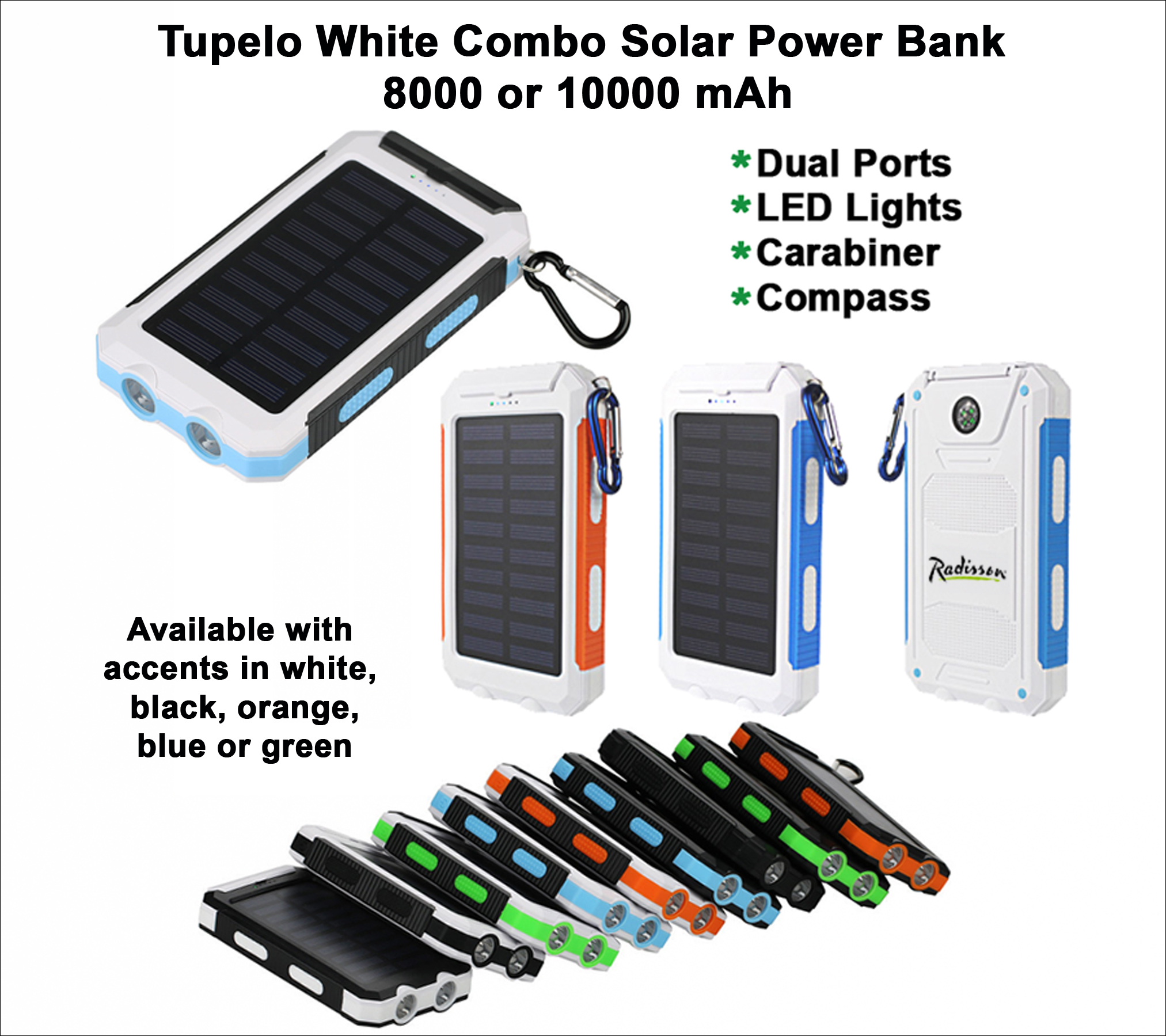 Tupelo Combo Solar Power Bank 8000 mAh