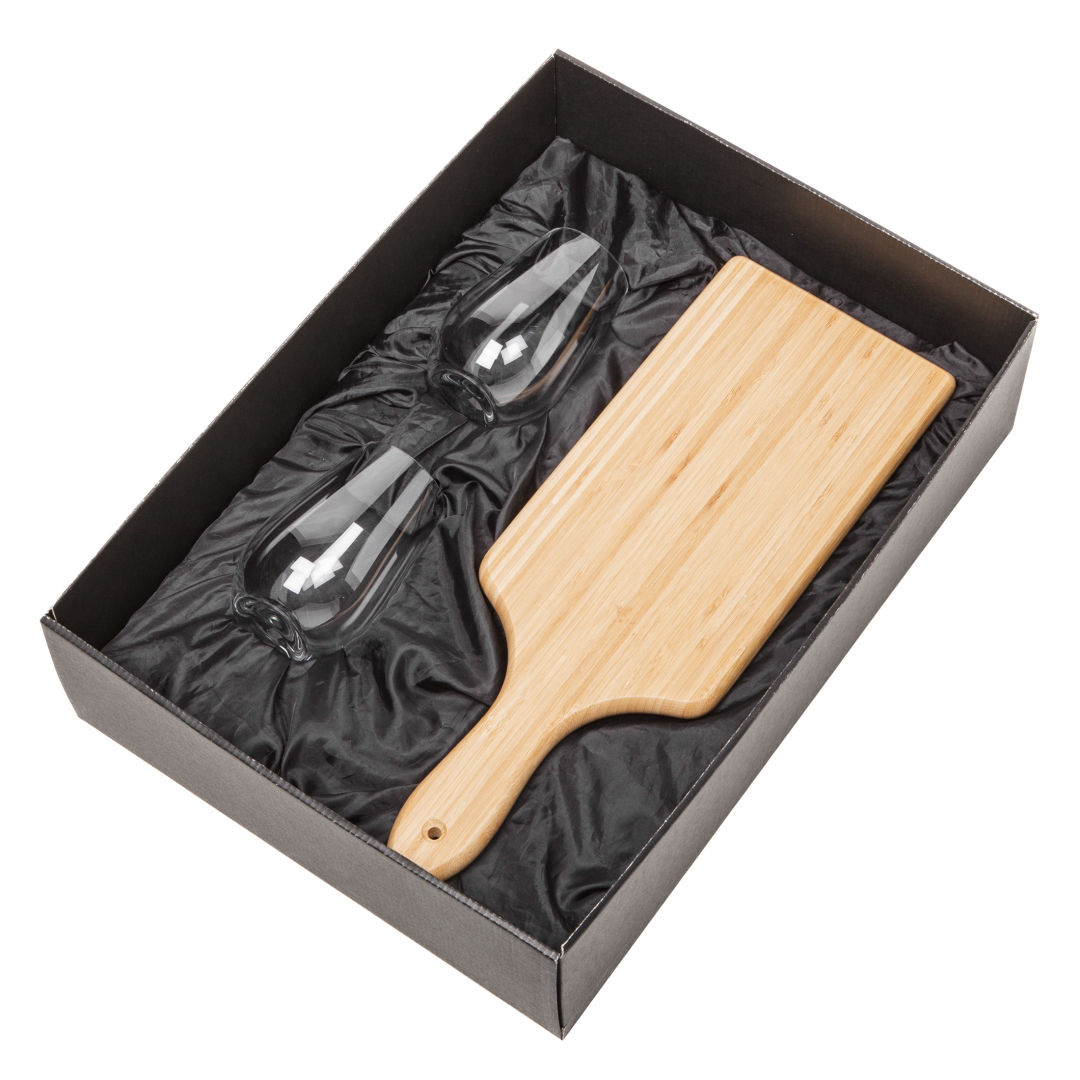 Swissmar® Bamboo Board & 2 Boston Stemless Wine 3