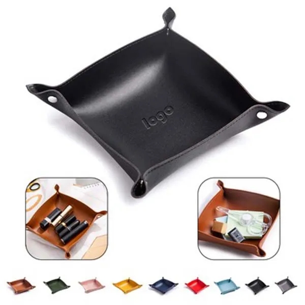 Foldable Leather Valet Tray 6