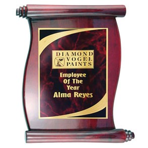 Rosewood Piano Finish Scroll Plaque 2