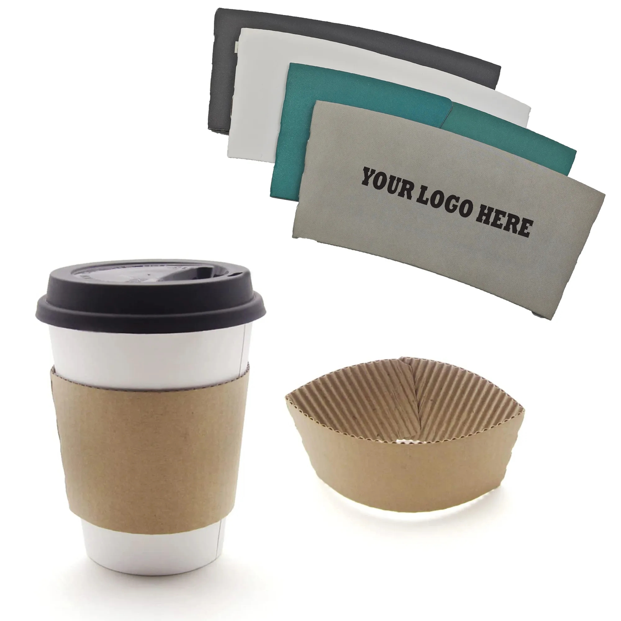 Heat Insulation Corrugated Kraft Coffee Cup Sleeves 2