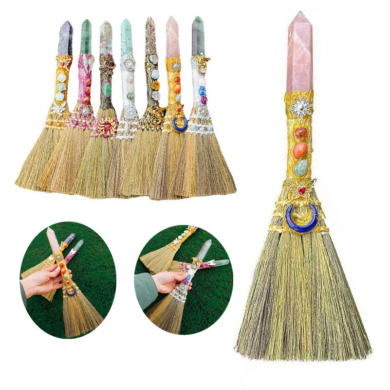 Natural Crystal Crafts Crystal Point Tower Clear Rose Quartz Magic Broom for Gift 1