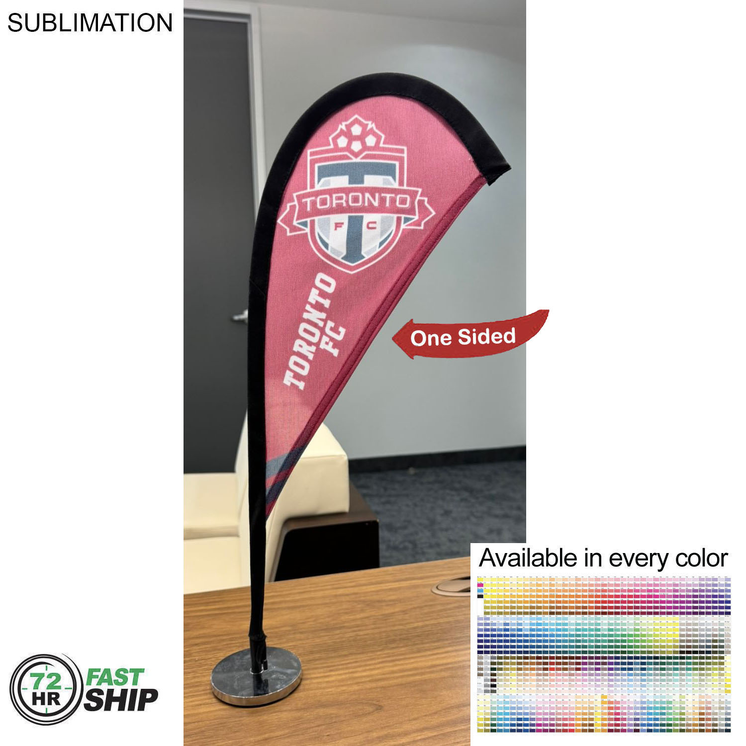 72Hr Fast Ship - Table Topper Teardrop Sail Sign Flag, 20", Full Color Graphics One Side 2