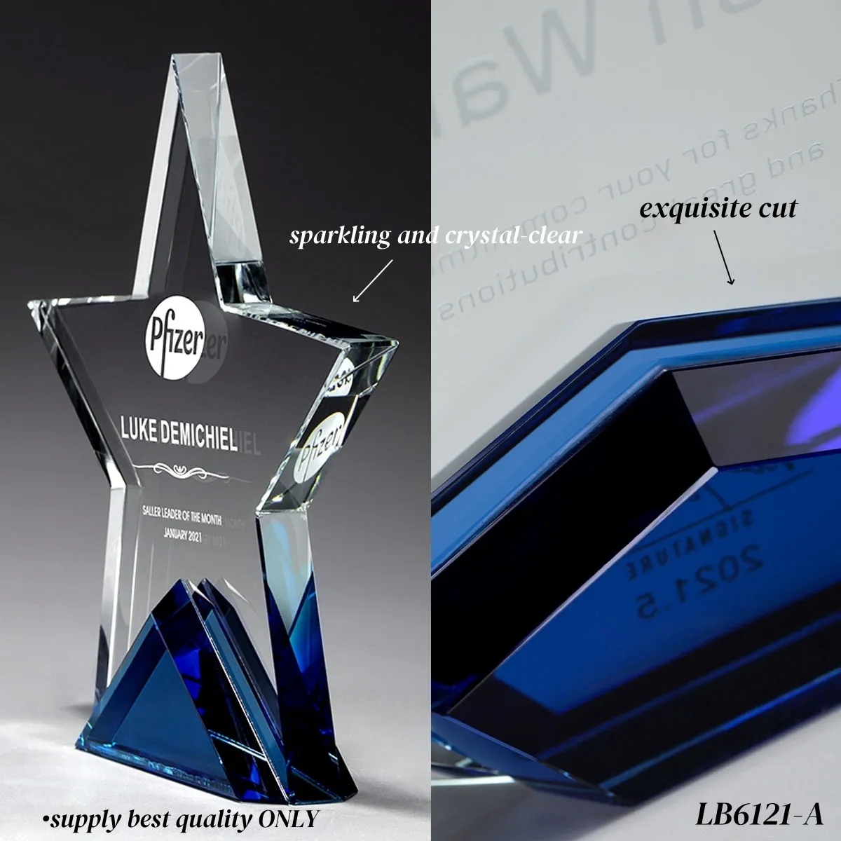 Winner Trophy Star Crystal Award Custom 4