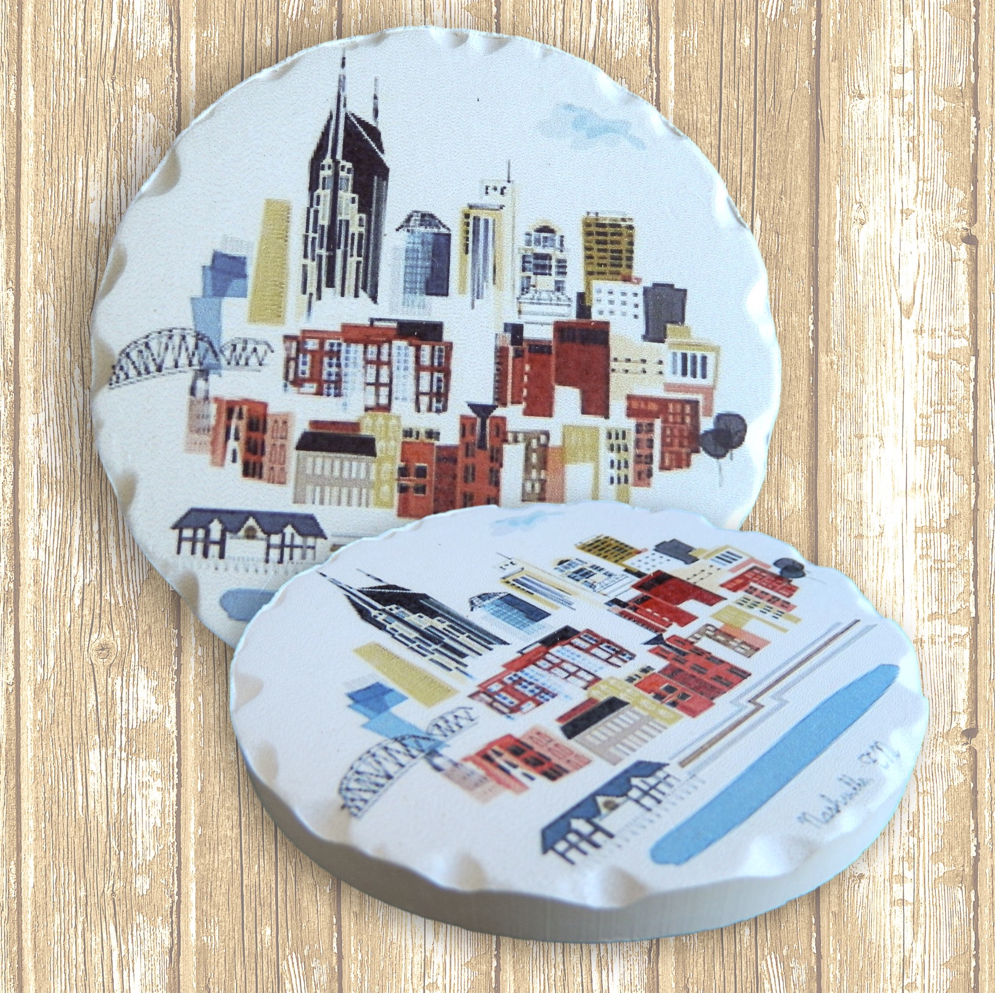 Magnet Round Chiseled Edge Ceramic Stone - Basic Print 14