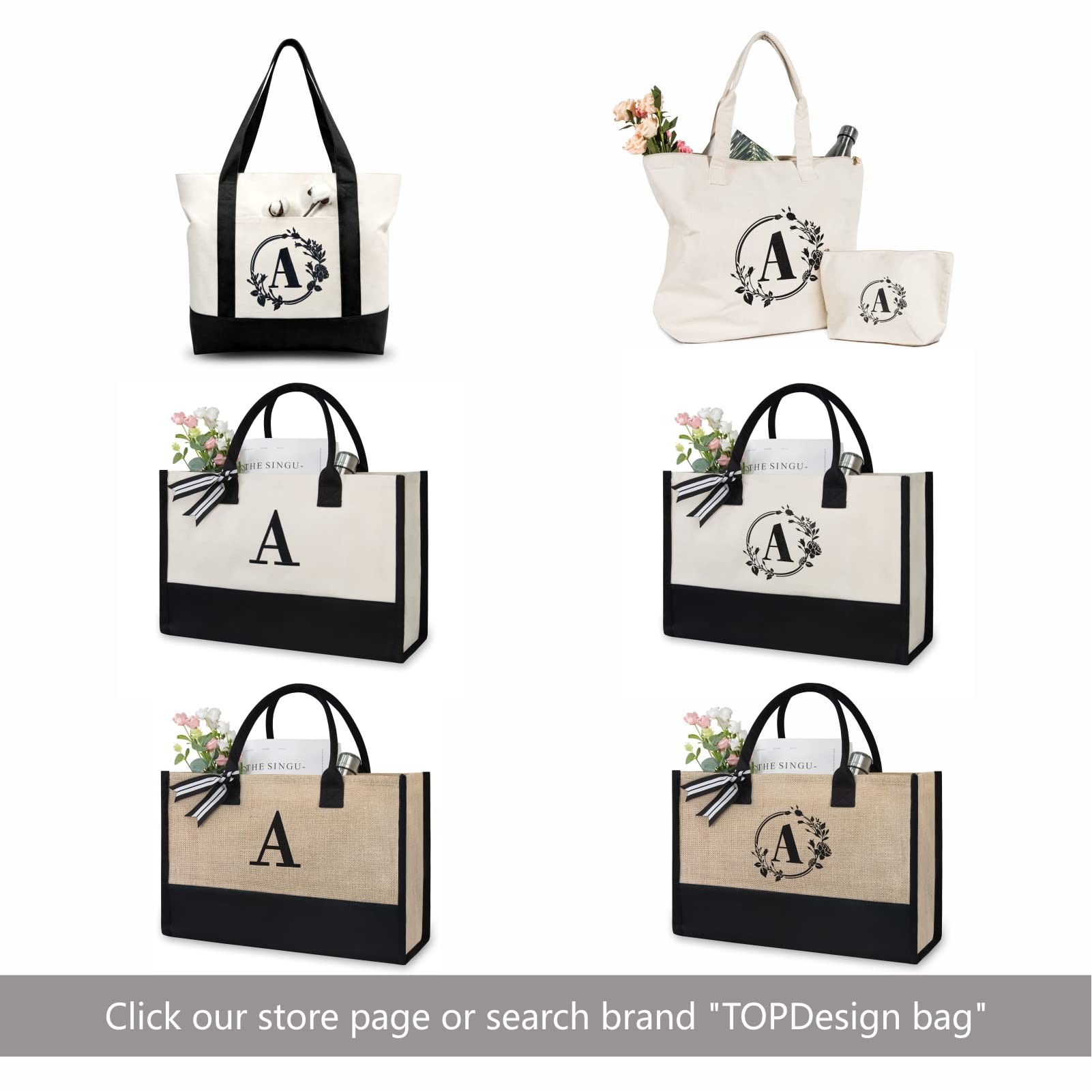 Initial Canvas Beach Bag Heavy Duty, custom tote bag with logo imprint 2
