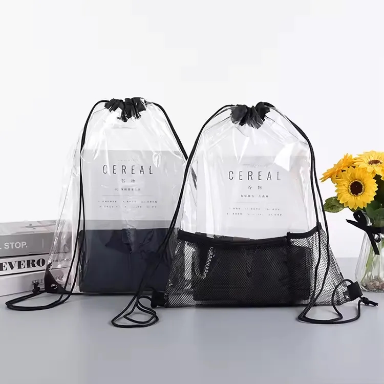 Clear Vinyl Drawstring Backpack Bag 2