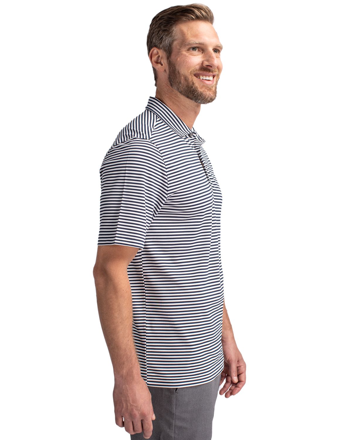 Cutter & Buck Virtue Recycled Stripe Featherlight Pique Mens Big & Tall Polo Big & Tall 52