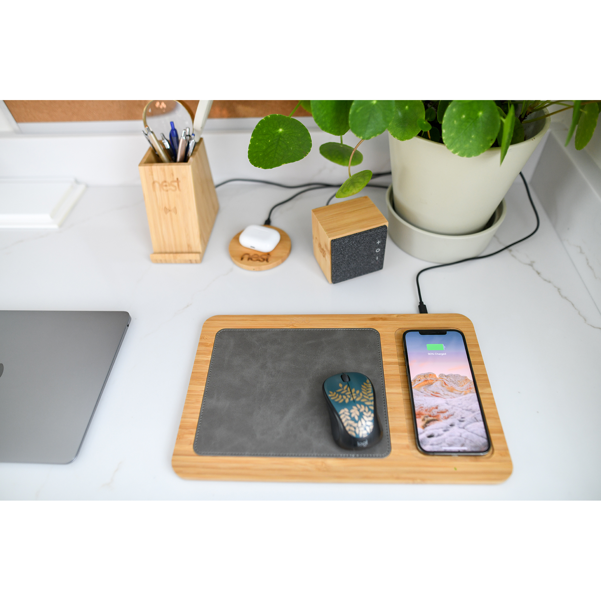 Auden Bamboo Wireless Charging Mouse Pad 8