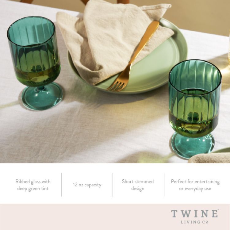 Twine Living® Malachite Stemmed Optic Tumbler, set of 2 7