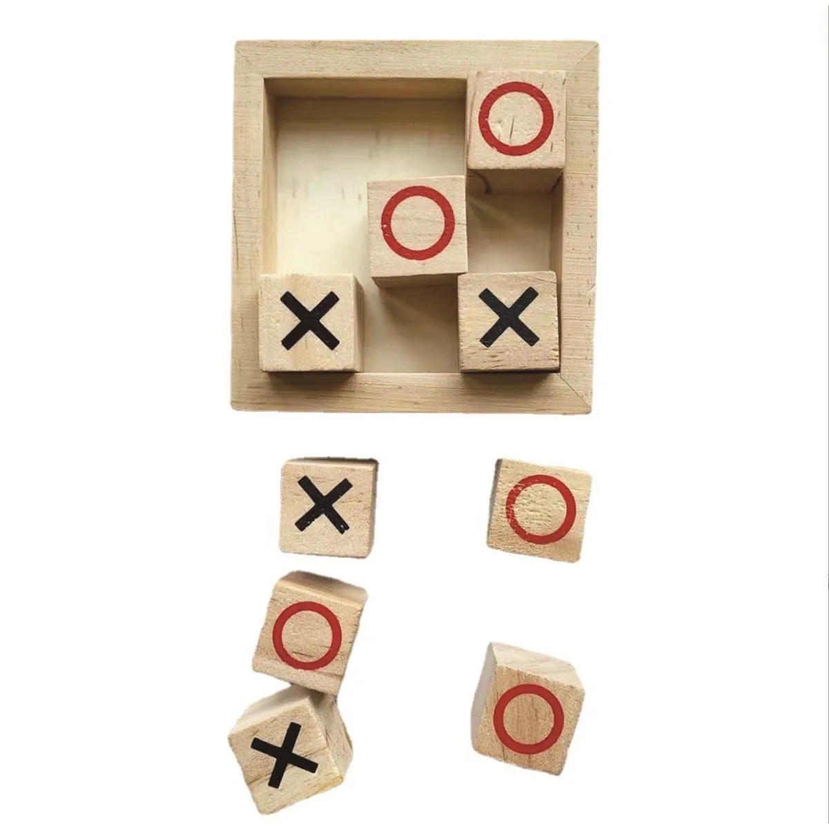 Wooden Tic Tac Toe Game Classic Board Family Night 5