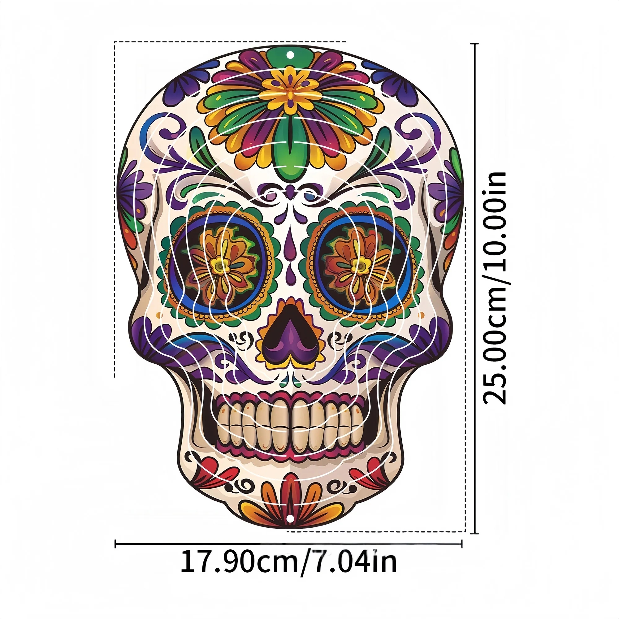 Vibrant 3D Skull Wind Spinner For Halloween Decor 12