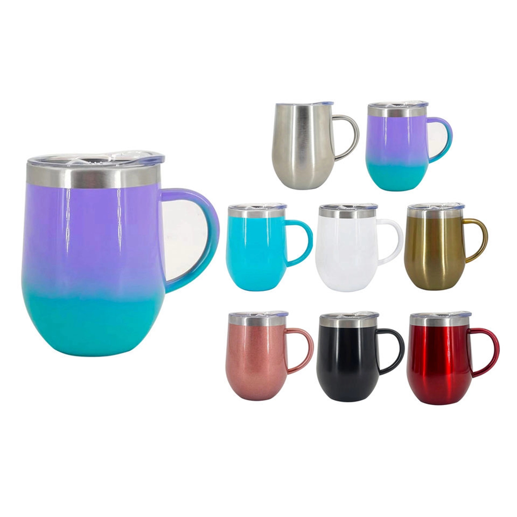 12 oz Double Wall Vacuum Insulated Cup with Lid & Handle 6