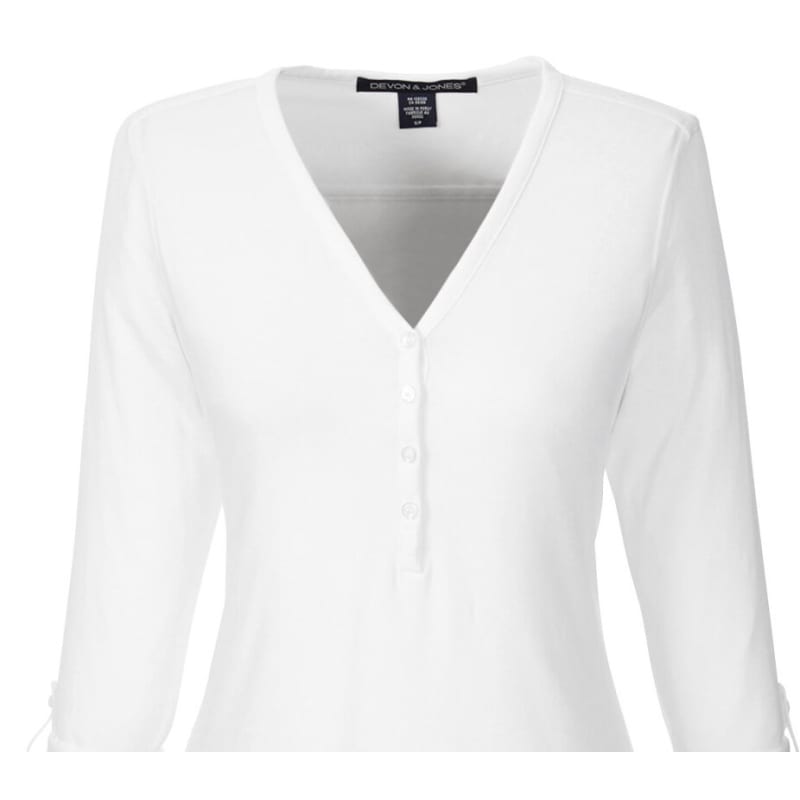 Devon & Jones Ladies' Perfect Fit™ Y-Placket Convertible Sleeve Knit Top 2