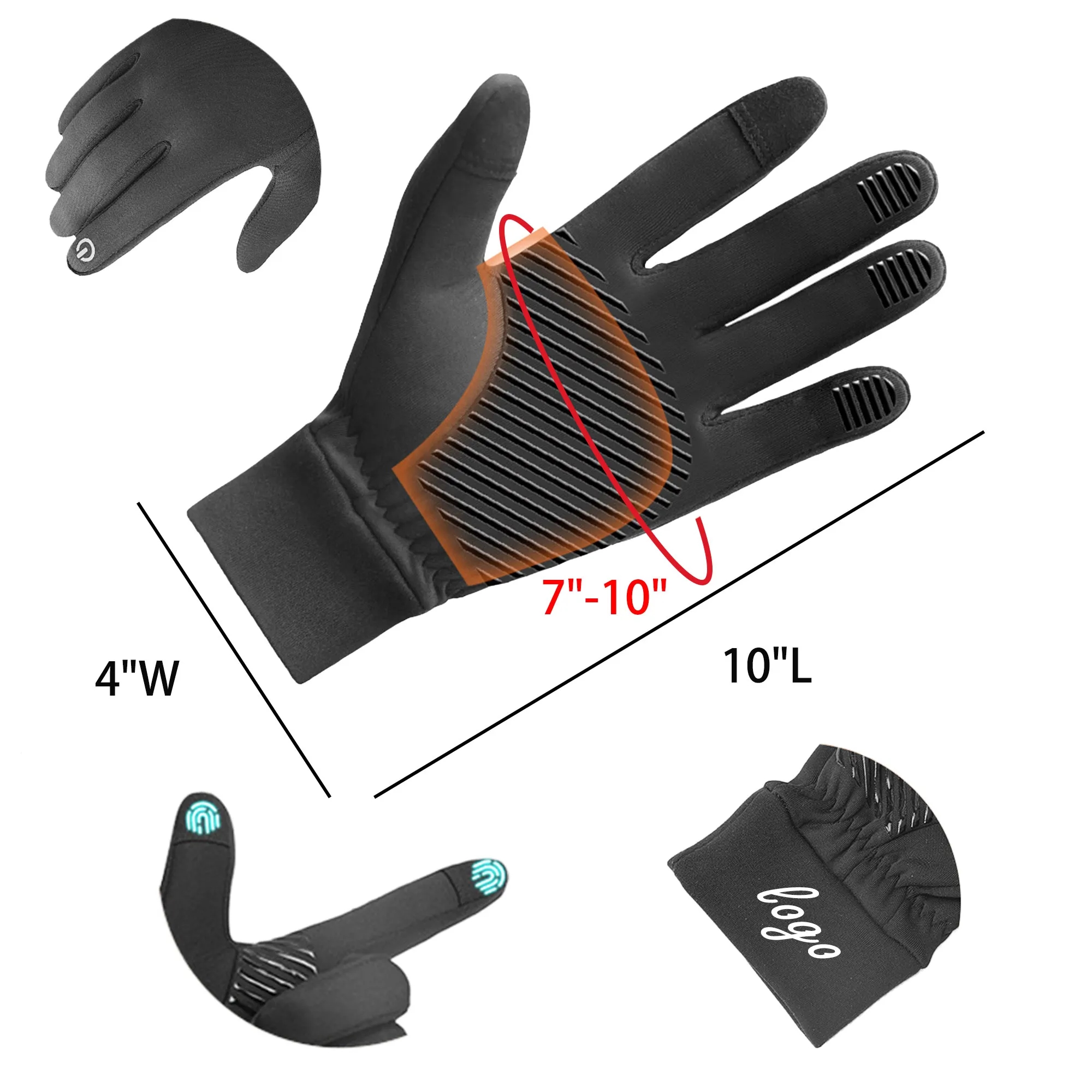 MOQ 10 Winter Outdoor Sports Fleece Lined Cycling Gloves 2