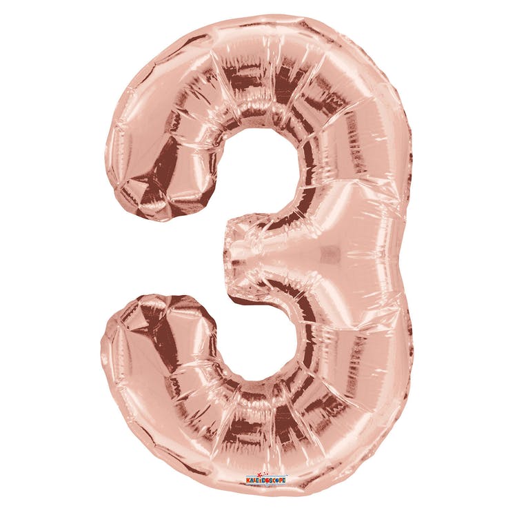 Mylar Number 3 Balloons - Rose Gold 34" 2
