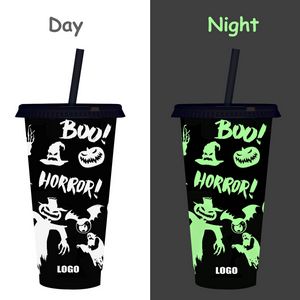 Glow In The Dark 710ml Halloween Plastic Luminous Color Changing Cup 15