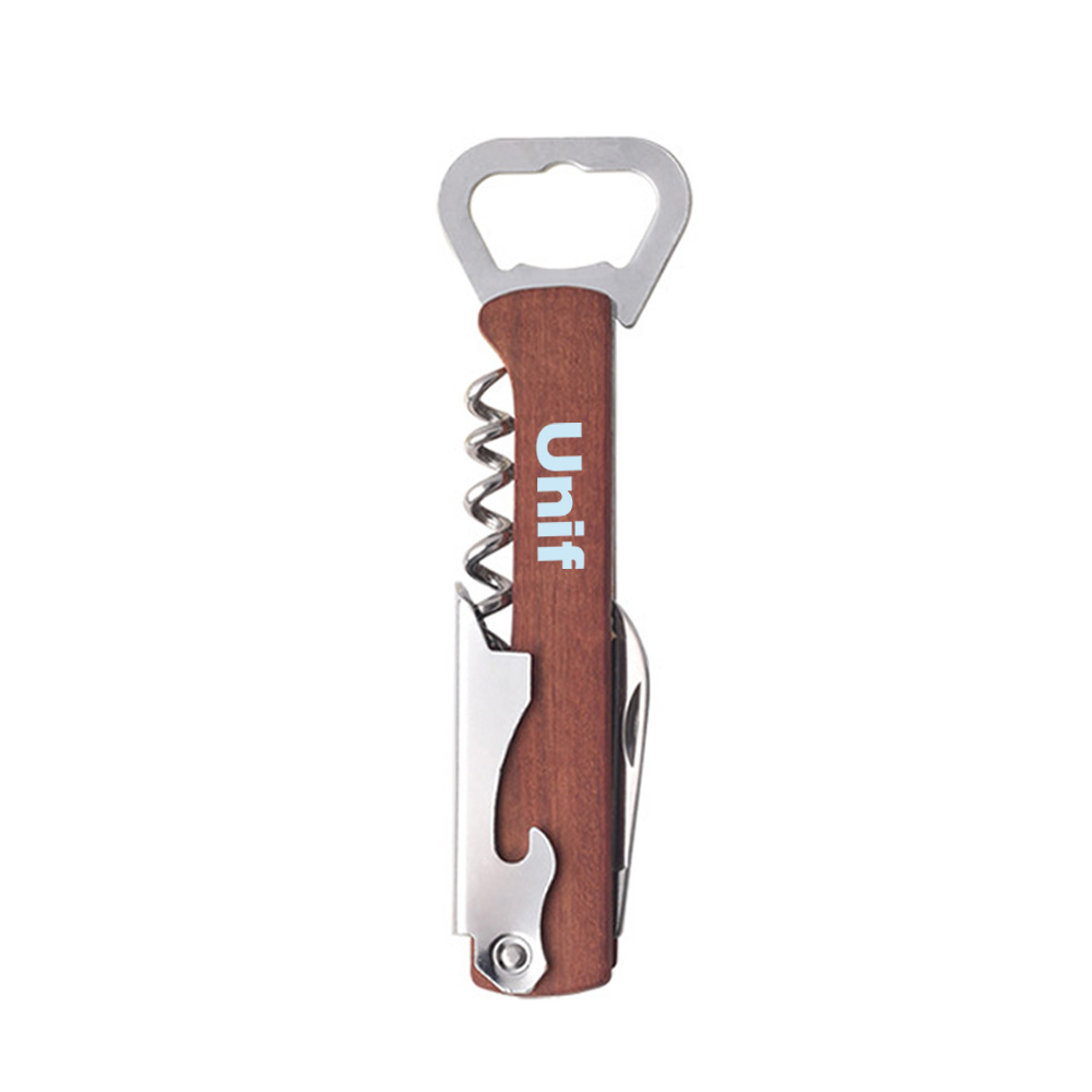 Stainless Steel Wooden Handle 4-in-1 Bottle Opener 3
