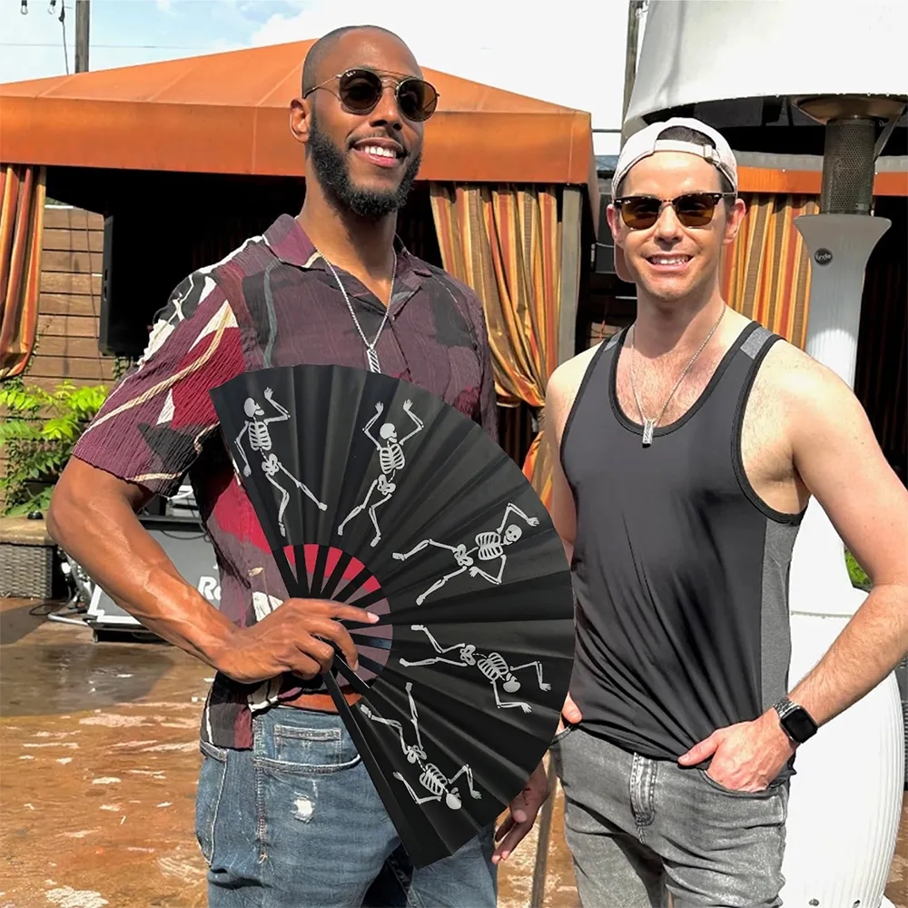 Black Folding Fans for Line Dancing Boots on The Ground 5