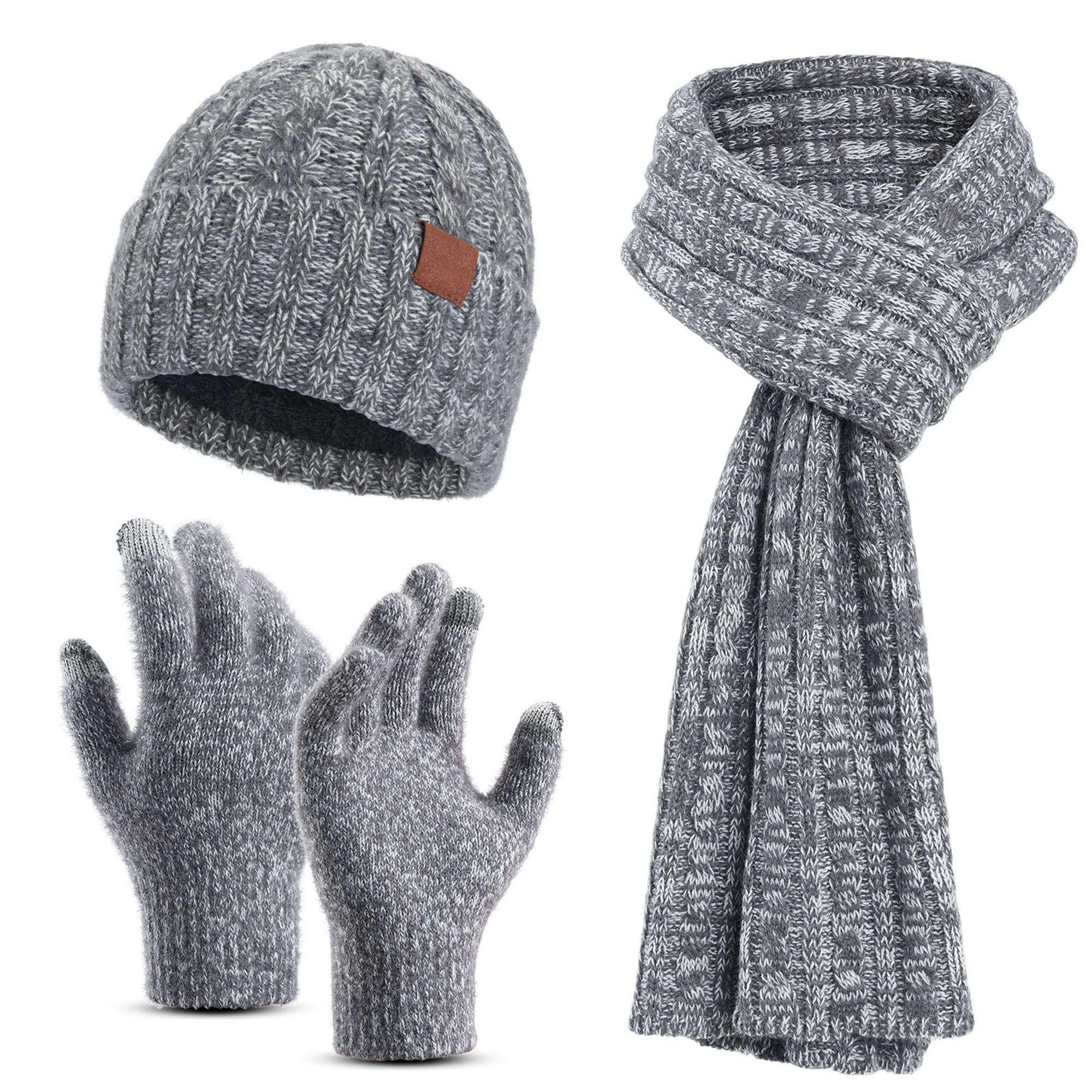 3 In 1 Winter Beanie Hat Gloves Scarf Set 2