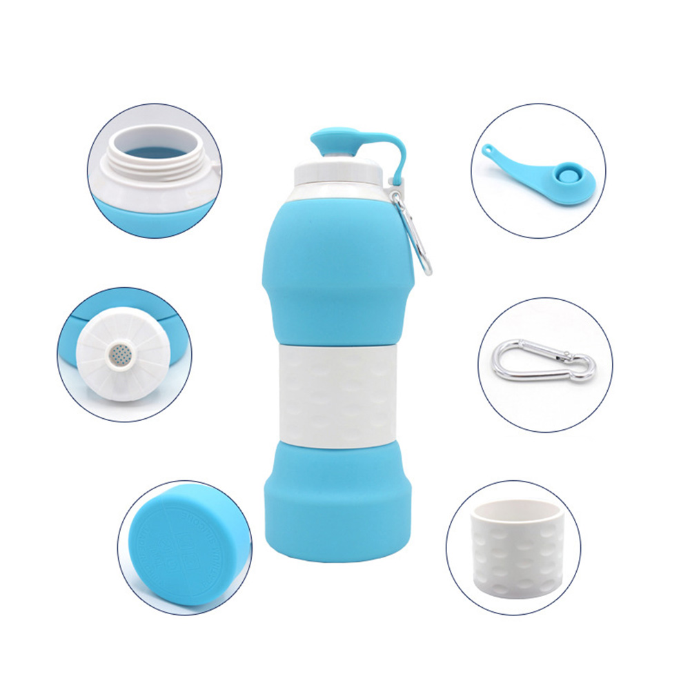 580ML Silicone Folding Water Bottle Retractable Water Cup 8