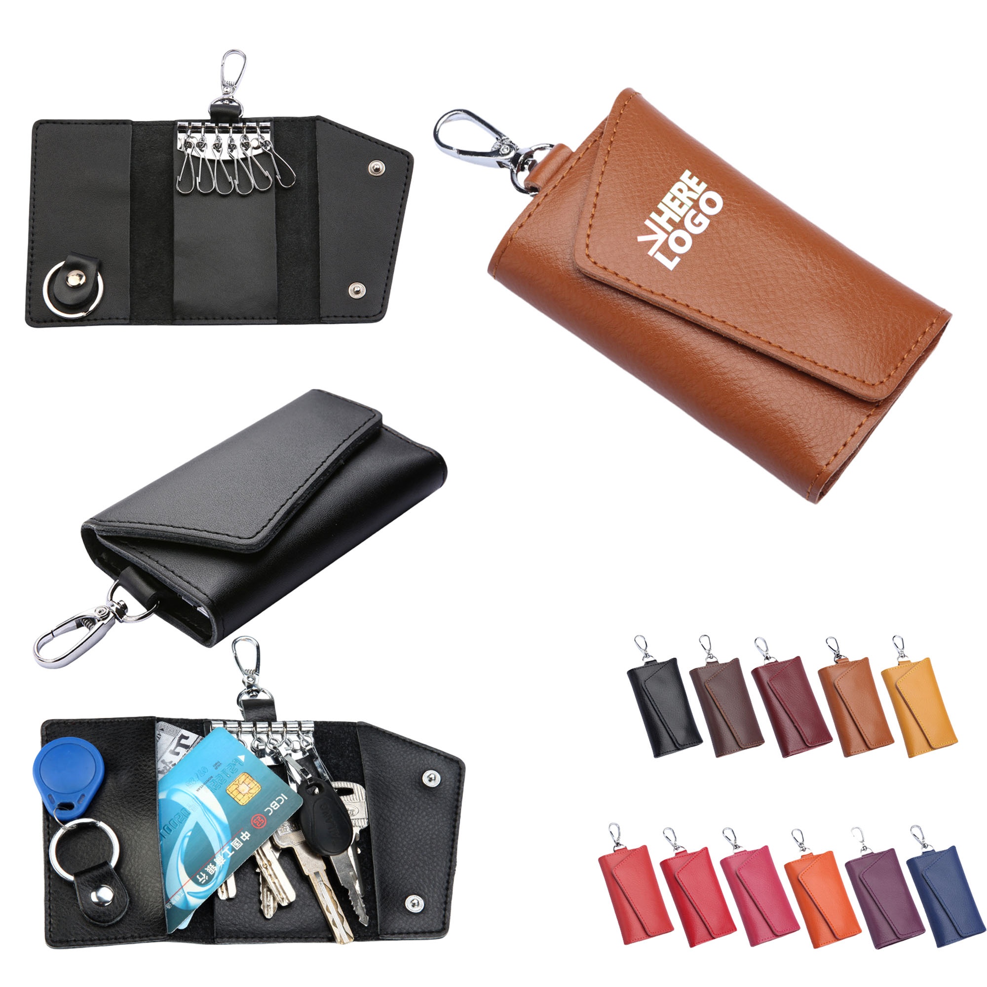 Leather Key Bag with 6 Hooks 1