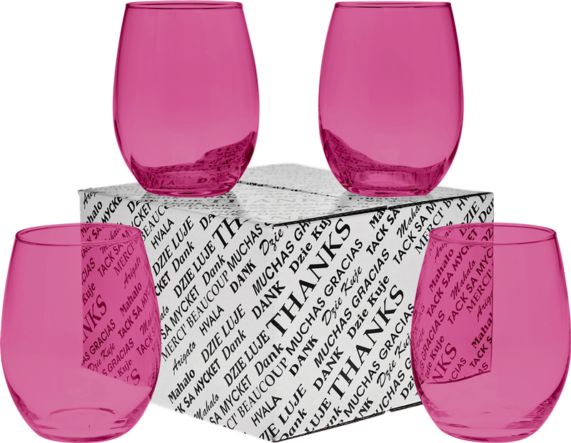15 oz. Stemless Wine Glass Thank You Set 21
