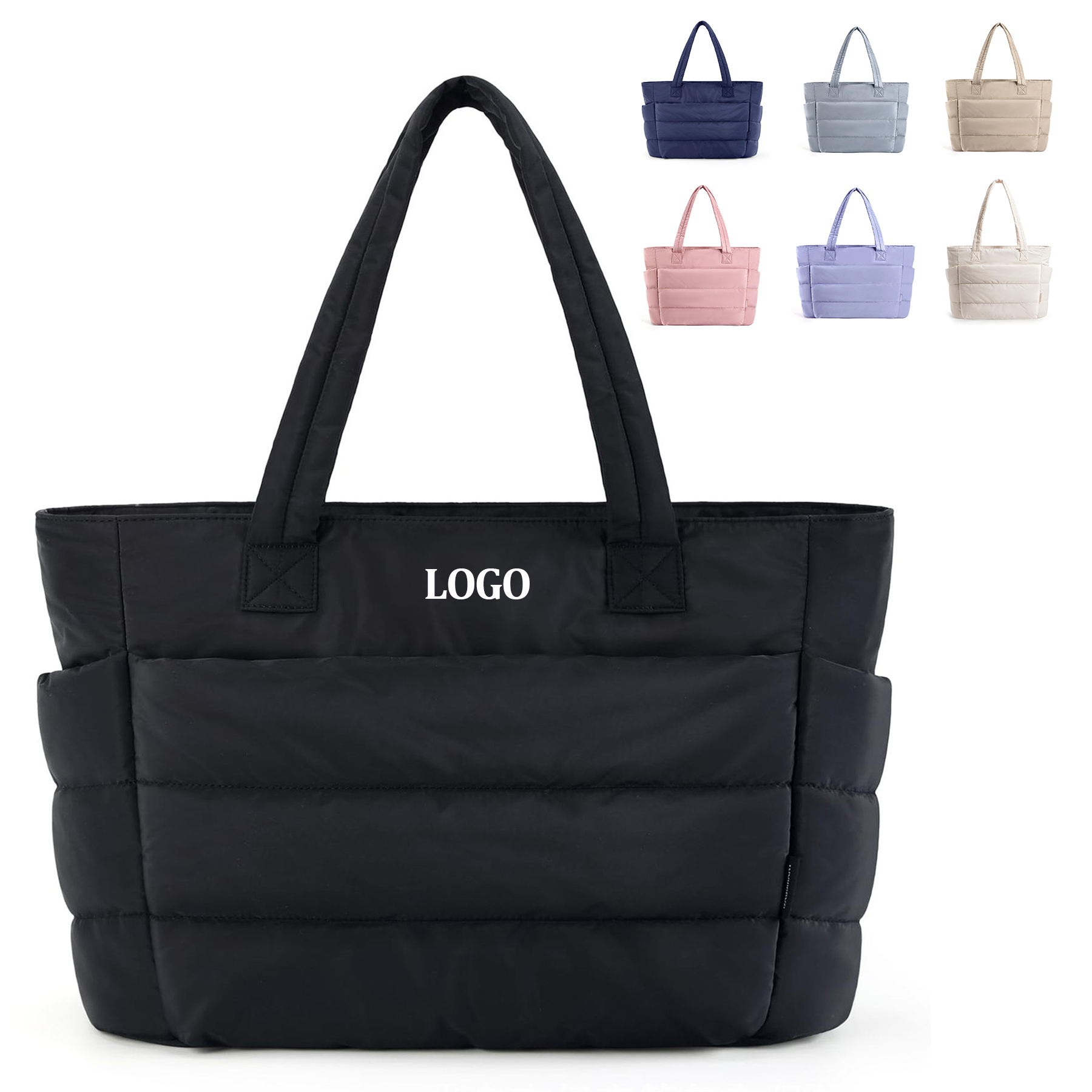 Lightweight Puffy Tote Bag with Compartments, custom tote bag with logo imprint 5