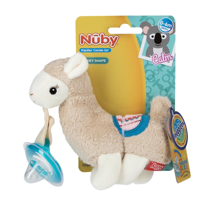 Nuby Plush Pacifinders - Llama 0-6M Natural Shape Pacifier 1