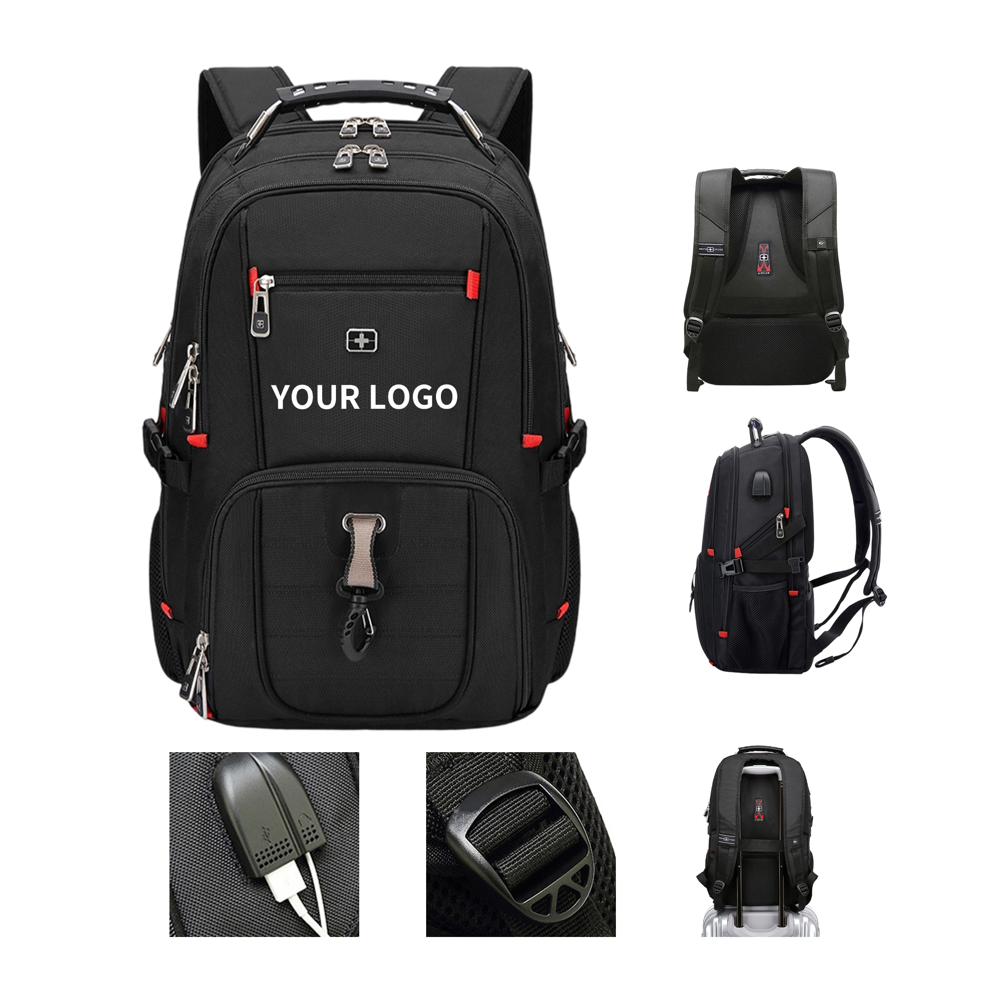 Waterproof Laptop Backpack With USB Charging Port 14" x 10" x 20" 3
